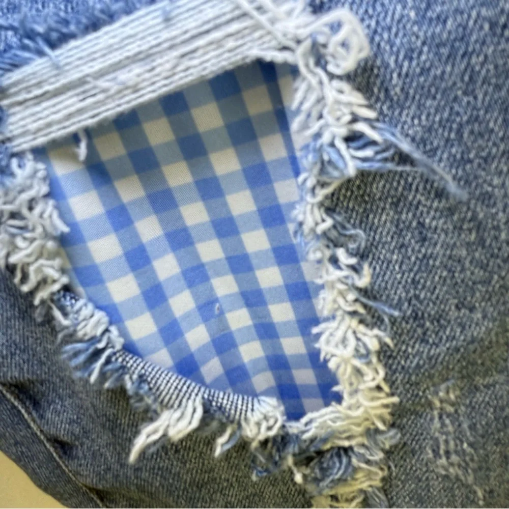 Judy Blue Gingham Distressed Skinny Jeans Raw Hem size 9/29‎ style #JB8832
